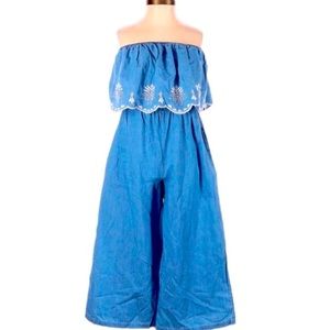 Jessica Simpson XS Strapless 100% Cotton Culotte Jumpsuit (NWT)